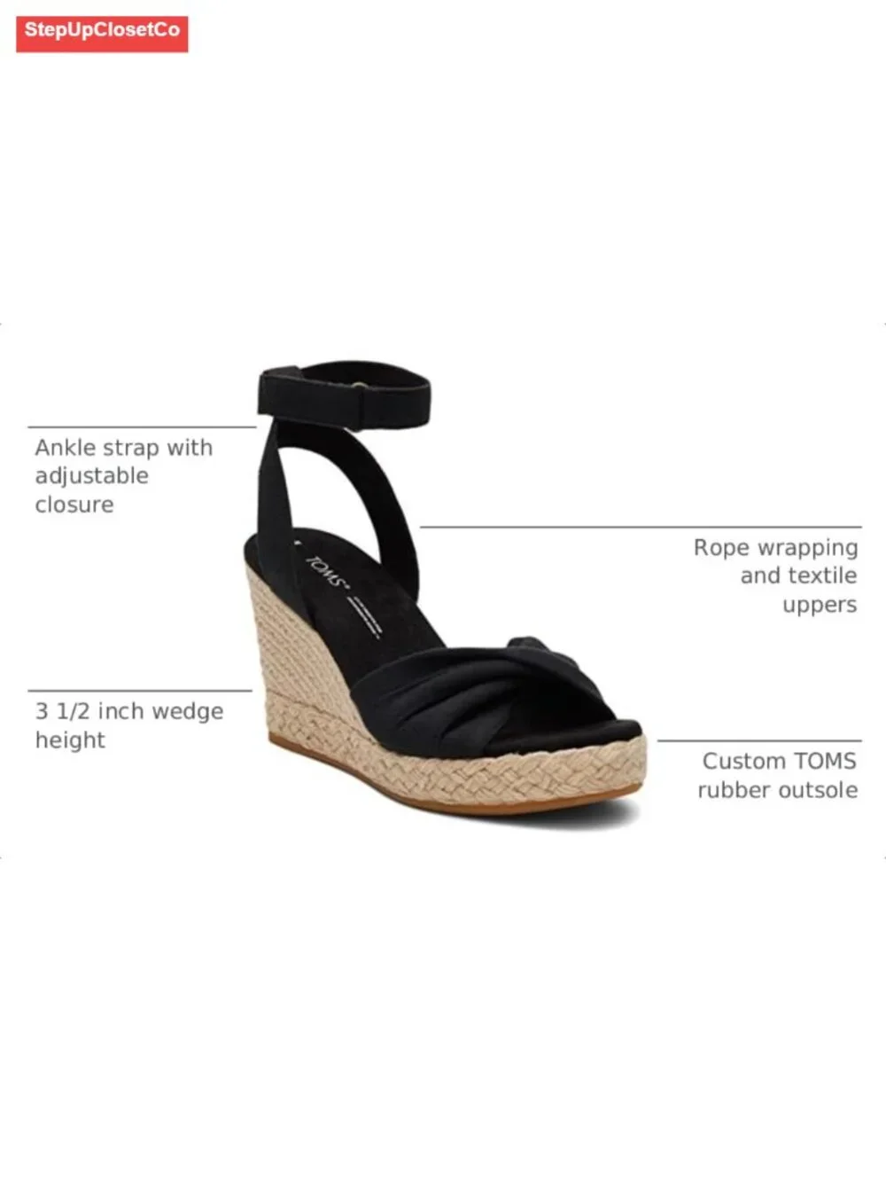 Twist Espadrille Wedge Sandal with Ankle Strap